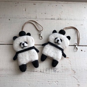 Wool Felt Panda Bear Key Case Tray