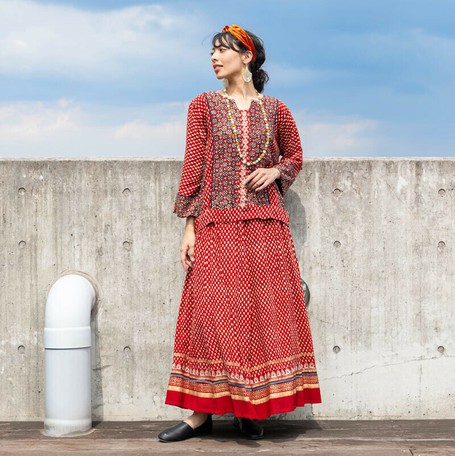Single Color Block Print Pullover Skirt Suit Set Import Japanese Products At Wholesale Prices Super Delivery