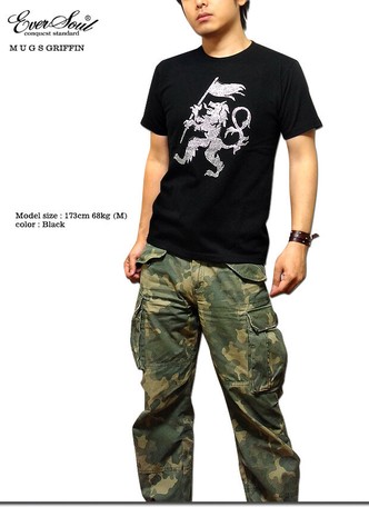 Studs Lion Eversoul Flag Lion Metal Studs Heavy Weight T Shirt