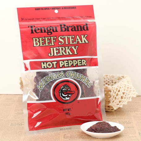 Tengu テング ビーフステーキジャーキー ミディアムチャンク ホット 160g の商品ページ 卸 仕入れサイト スーパーデリバリー Tengu テング ビーフステーキジャーキー ミディアムチャンク ホット 160g の商品ページ 卸 仕入れサイト スーパーデリバリー