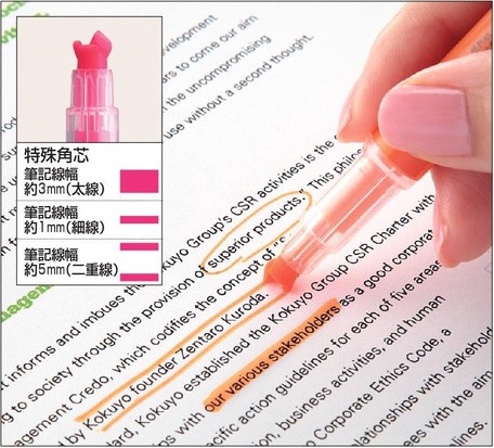 Kokuyo Beetle Tip 3-Way Highlighter Pen 5-Color Set PM-L301-5S