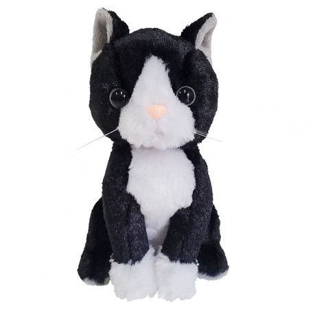 black and white plush cat