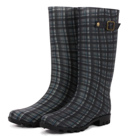Ladies Long Rain Boots Checkered Dot 