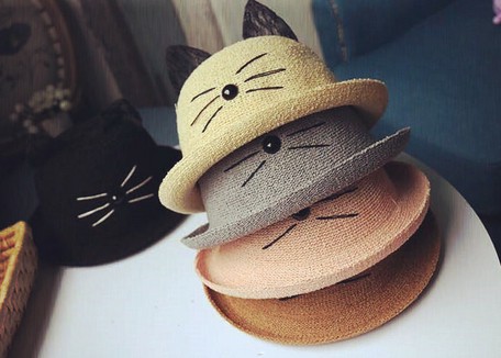 Korea Bowler Hat Kids Cat Straw Hats Cap Export Japanese