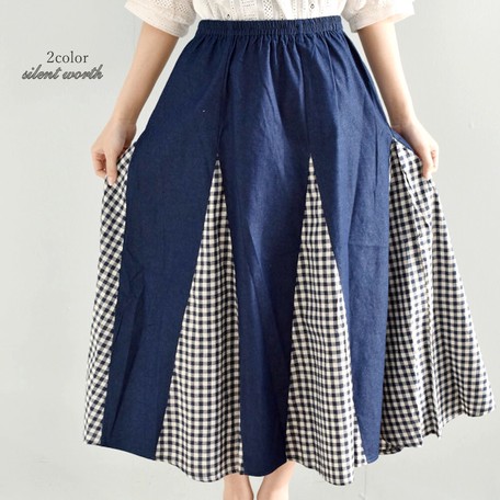 Gingham Check Long Skirt 2025 | solajoiers.com