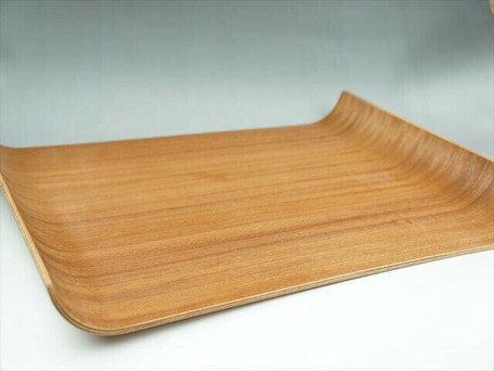 red wooden tray