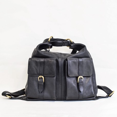 black leather rucksack ladies