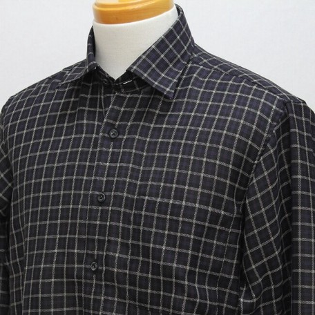 Winwinus Men Pocket Splice Plaid Single Breasted Long-Sleeve Woven Shirt 