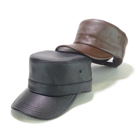 military cap leather