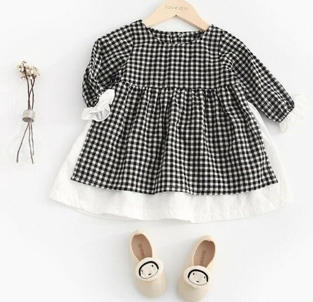Black And White Gingham Check One Piece Dress Children S Clothing