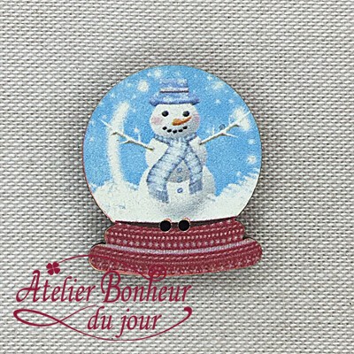 Christmas Wooden Button Atelier Bonheur Deux Snow Dome Snowman Import Japanese Products At Wholesale Prices Super Delivery