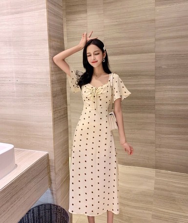 Ladies Ribbon Long One Piece Dress Short Sleeve Flare One Piece Dress Dot Import Japanese Products At Wholesale Prices Super Delivery Ladies Ribbon Long One Piece Dress Short Sleeve Flare One Piece Dress Dot Import Japanese Products At Wholesale Prices Super Delivery
