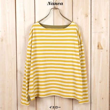 A W A W Gigging Border Boat Neck T Shirt Export Japanese