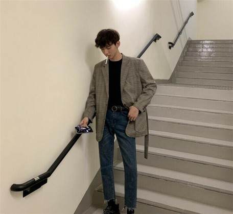 Leisurely Fashion Men Retro Suits Section Casual Coat Export