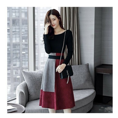 One Piece Dress Ladies Semi Formal Knee High Skirt Suit Set Line Long Sleeve Red Export Japanese Products To The World At Wholesale Prices Super Delivery