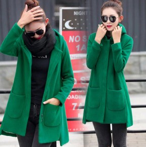 fleece long coat with hood