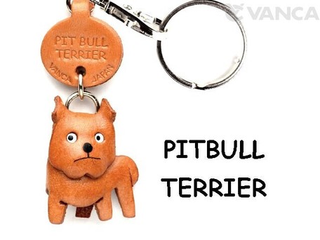 leather key ring pit bull terrier made