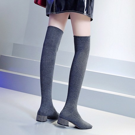 gray knee high boots