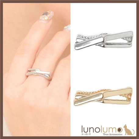 Ring Ladies Ring Metal Closs Line Square Gold Silver Casual