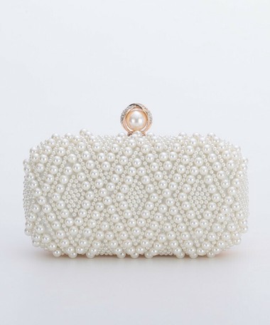 white pearl clutch bag