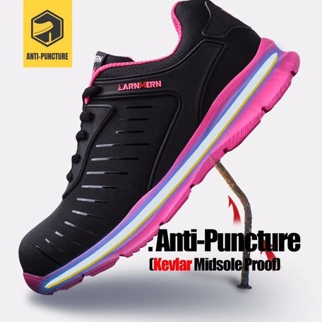 Pink Black Ladies Shoe Outdoors Safety 