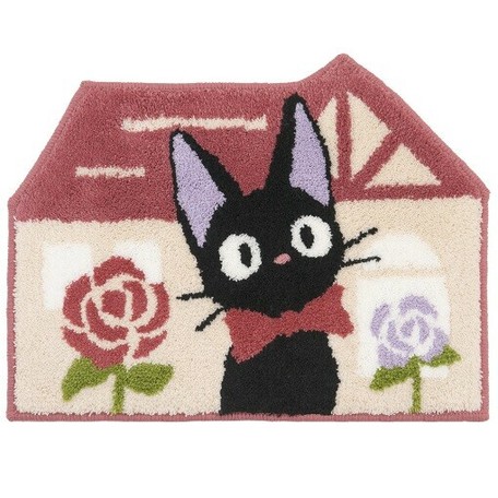 家の形に切り抜いた黒猫ジジのインテリアマット 『ジジとおうち』 2020 