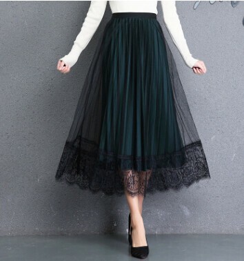 ladies long pleated skirt