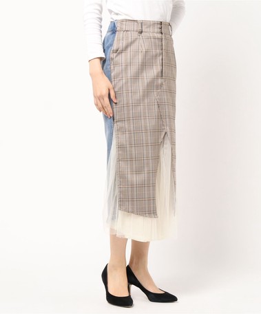 checkered denim skirt