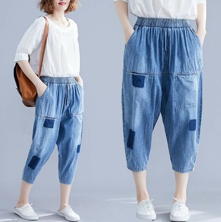 denim three quarter shorts ladies