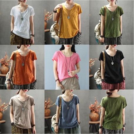 plain short sleeve t shirts women's