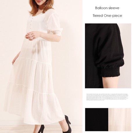 Balloon Cotton Long One Piece Dress One Piece V Neck Import Japanese Products At Wholesale Prices Super Delivery