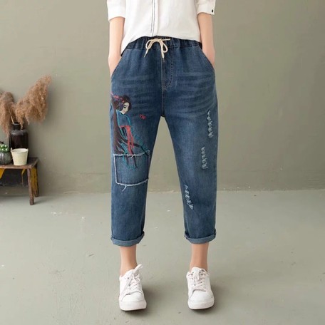 three quarter length jeans womens