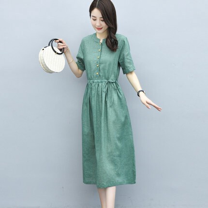 Ladies Cotton Linen One Piece Dress Import Japanese Products At Wholesale Prices Super Delivery