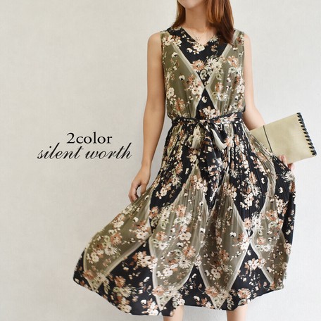 Ribbon Geometric Design Floral Pattern Pleats Switching One Piece Dress Import Japanese Products At Wholesale Prices Super Delivery Ribbon Geometric Design Floral Pattern Pleats Switching One Piece Dress Import Japanese Products At Wholesale Prices Super Delivery