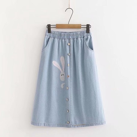 embroidered denim skirt