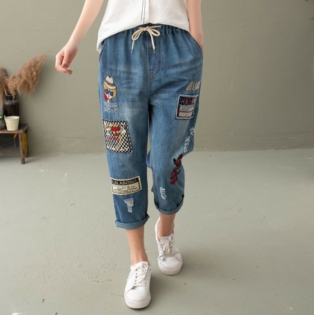 denim three quarter shorts ladies