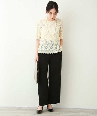 Lace Top Cropped Pants Suit Set Import Japanese Products At Wholesale Prices Super Delivery