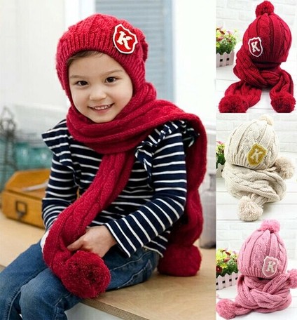 Fancy Goods Kids Knitted Hat Scarf