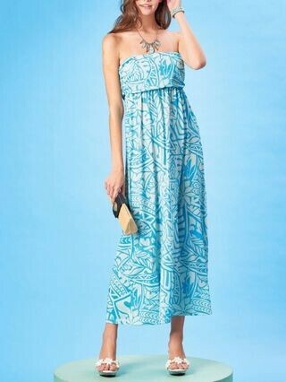 Maunaloa Ocean Blue Bird ベアトップワンピース トライバルリゾートの商品ページ 卸 仕入れサイト スーパーデリバリー