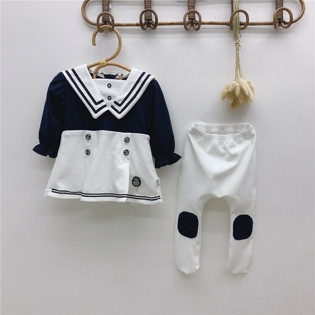 韓国ベビー服 マリン襟ワンピース タイツ付き 女の子 春夏 秋冬 キッズ 新生児 お出かけ服 北欧の商品ページ 卸 仕入れサイト スーパーデリバリー
