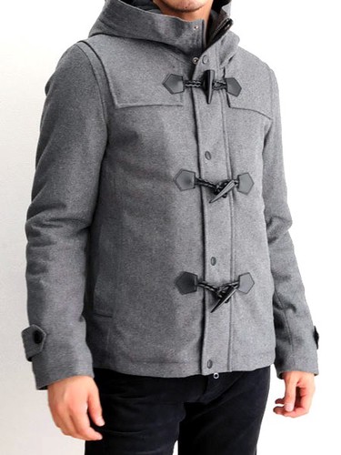 Wool Short Duffle Coat Men's A/W Kilting Color Toggle | Import