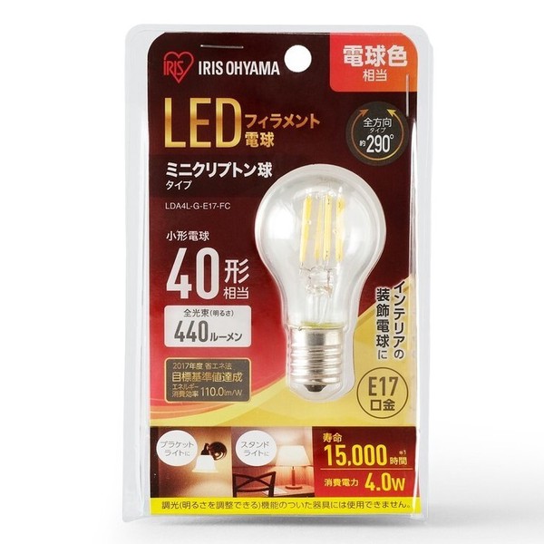アイリスオーヤマ 照明 LED電球 ミニクリプトン球 E17 40W相当 電球色 / 電化製品 生活家電 ライト・照明 電球・蛍光灯
