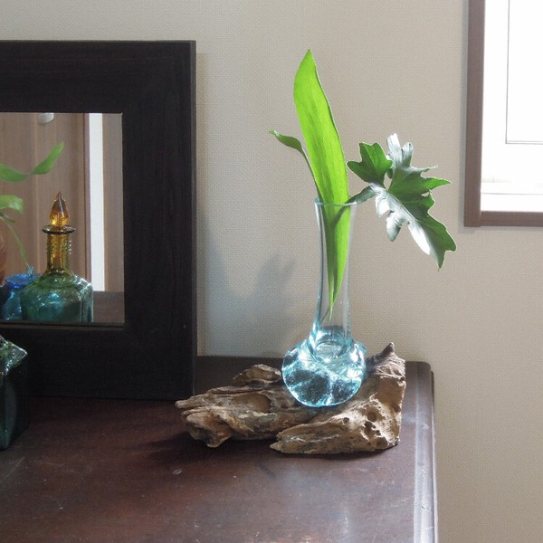 ナチュラルウッド 天然ガラス フラワーベース ミニサイズ 原木 / 家具・インテリア インテリアグリーン 花瓶・フラワースタンド