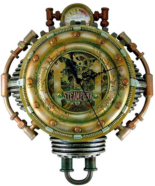 即納！蒸気圧力計（スチームパンク式）歯車仕掛けの壁架け時計 彫像