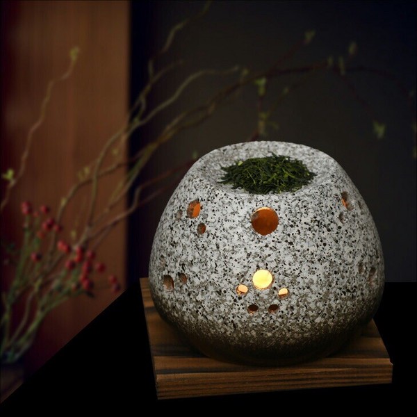 常滑焼 石風茶香炉 敷板付 made in Japan Tokoname ware Stone-style tea incense furnace / 生活雑貨 ヒーリング・アロマグッズ アロマ