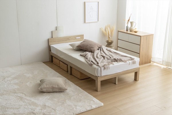 シングル Ruhe コンセント付きすのこベッド / 家具・インテリア 寝具