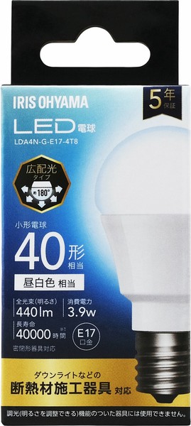 アイリスオーヤマ 照明 LED電球 LED電球 E17 広配光 40形相当 昼白色 / 電化製品 生活家電 ライト・照明 電球・蛍光灯