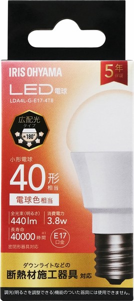アイリスオーヤマ 照明 LED電球 LED電球 E17 広配光 40形相当 電球色 / 電化製品 生活家電 ライト・照明 電球・蛍光灯