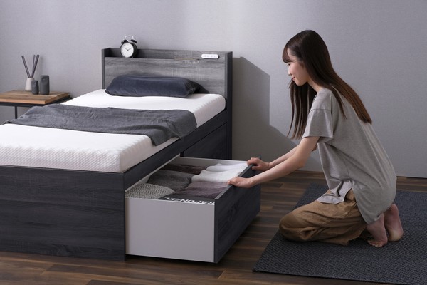 アイリスオーヤマ 新生活 ベッド ウレタンマットレス付き大容量収納ベッド宮付き SS / 家具・インテリア 寝具