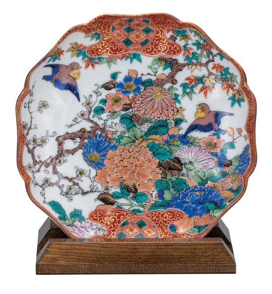 日本の伝統工芸品【九谷焼】 7号皿 庄三 皿立付 (K8-3131)の商品
